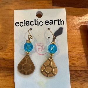 Eclectic Earth Gold and Blue Honeycomb Earrings